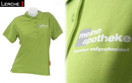 Bedrucktes Poloshirt mit hochelastischem Transferdruck für Ihre Werbung