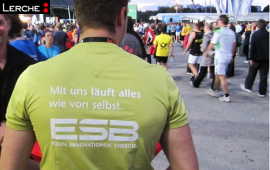 Textiles Werbemittel atmungsaktives Laufshirt mit Werbedruck für ESB Energie Südbayern